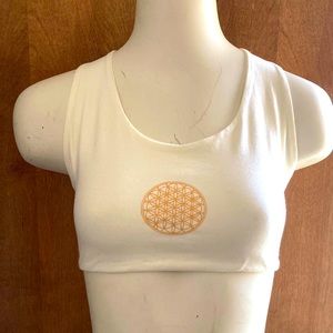 White with Gold Flower of Life Bra Top